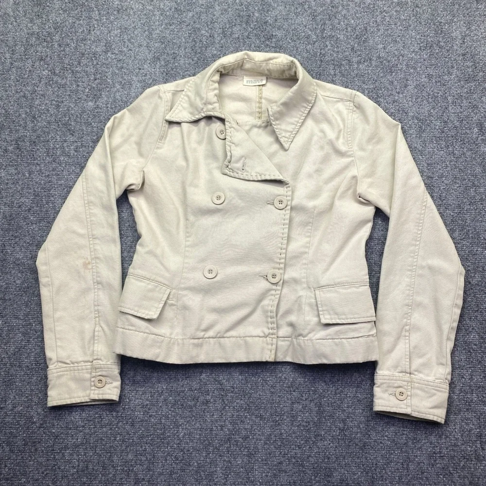 Mavi Hillary Peacoat Jacket Womens Medium Beige Cotton Double Breasted Grunge